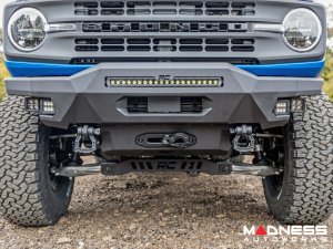 Ford Bronco Front Bumper - High Clearance - 20" Black Series Light Bar & Black Series Amber DRL Cubes Ford Bronco Front Bumper - High Clearance - 20" Black Series Light Bar & Black Series Amber DRL Cubes